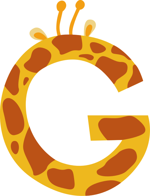 黃色長頸鹿字母G可愛動物矢量logo圖片