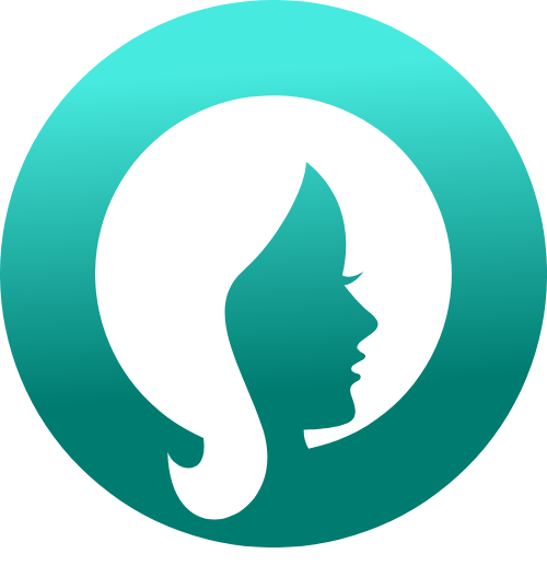 漸變正負圖形女生頭像 logo png